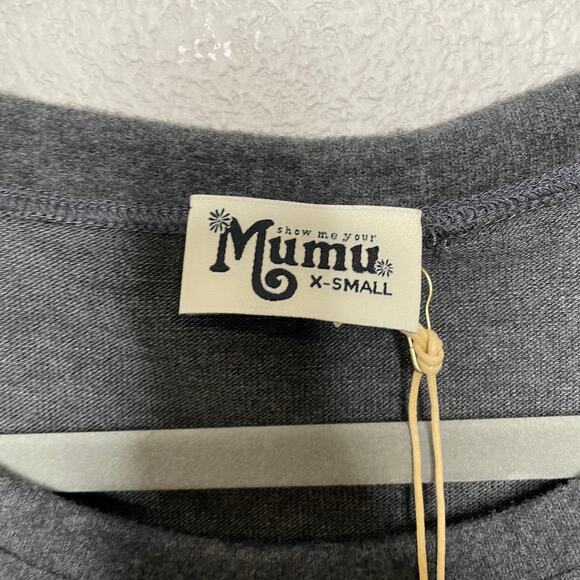 Show Me Your Mumu Women Raven Tie Gray Sweater - Picture 6 of 7